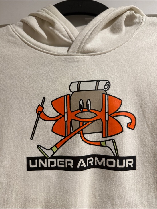 Under Armour Other - Under Armour White Hoodie with Orange and Tan Graphic
